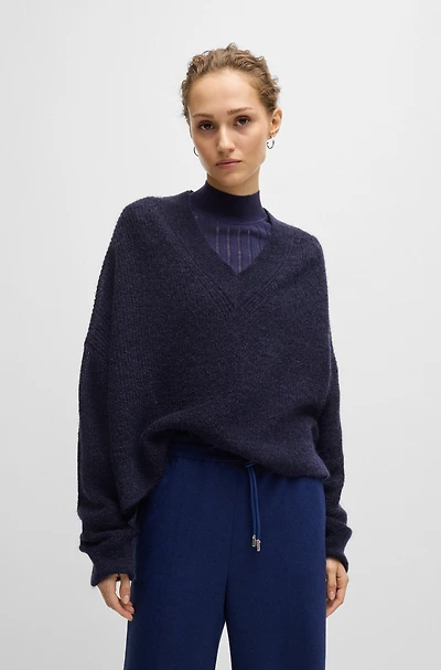 V-neck sweater with melange effect