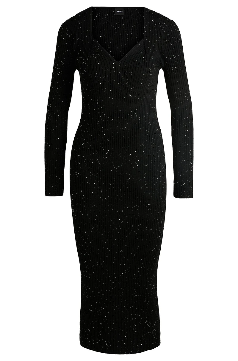 Long-sleeved knitted dress with sequin embellishments