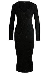 Long-sleeved knitted dress with sequin embellishments