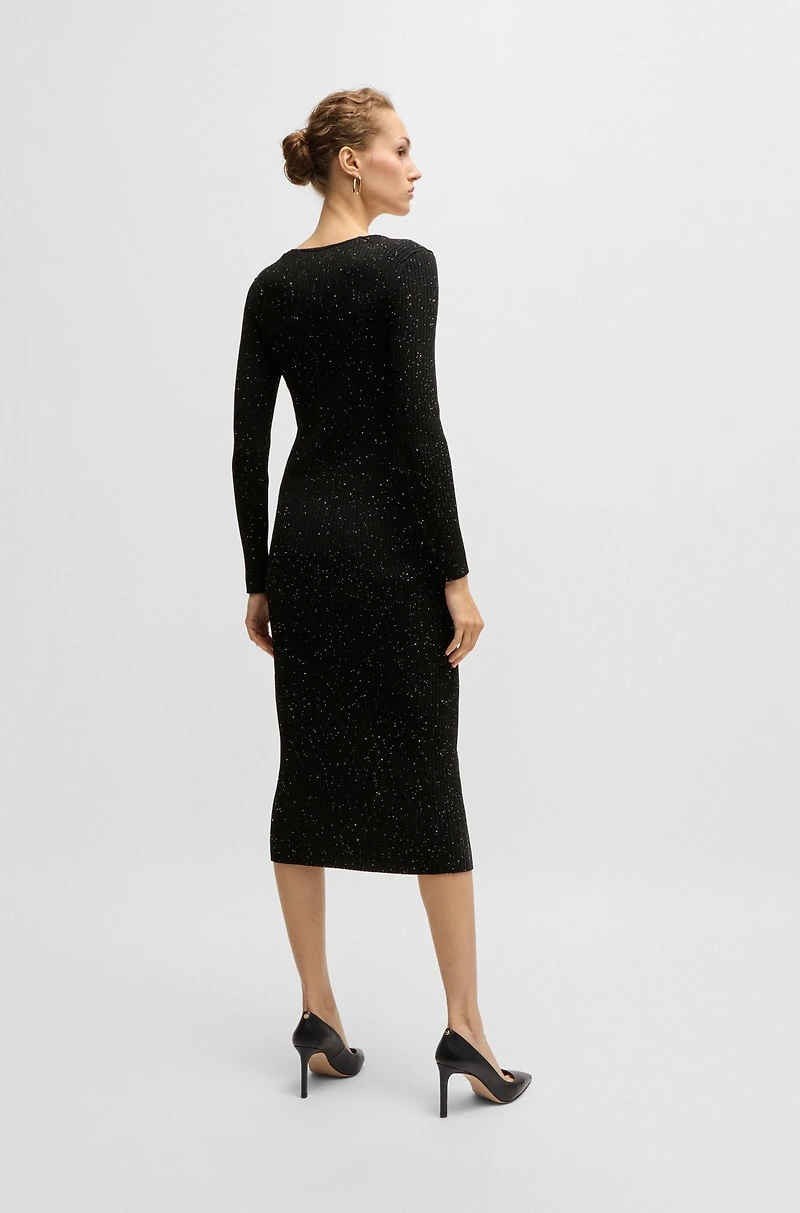 Long-sleeved knitted dress with sequin embellishments