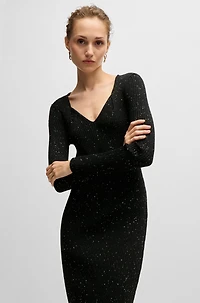 Long-sleeved knitted dress with sequin embellishments