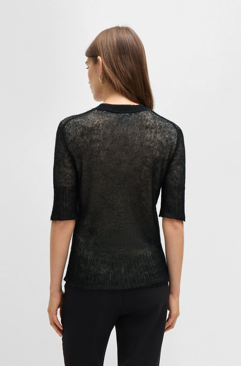 Double-layer sweater a textured-wool blend