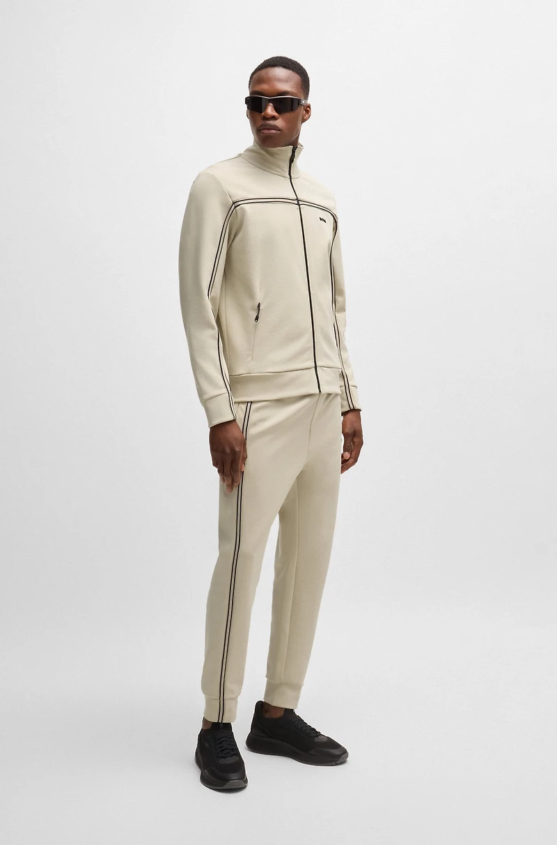 Zip-up sweatshirt with tape inserts