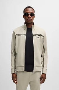 Zip-up sweatshirt with tape inserts