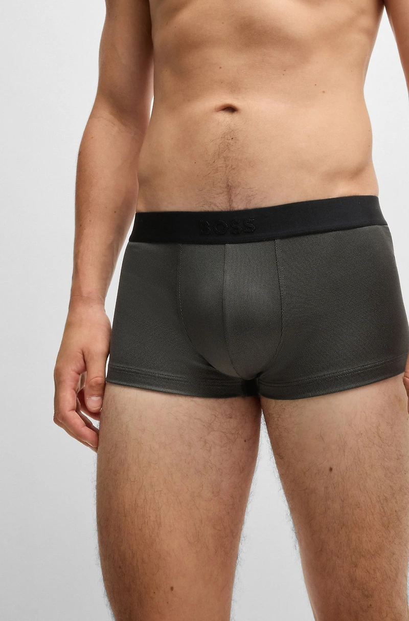 Shiny-piqué regular-rise trunks with logo waistband
