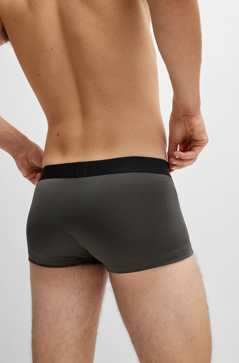 Shiny-piqué regular-rise trunks with logo waistband