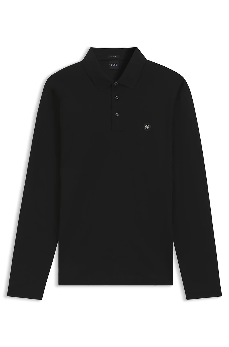 Mercerised-cotton polo shirt with Double B monogram