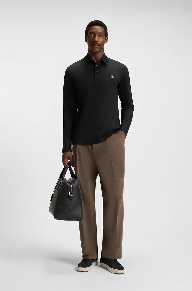 Mercerised-cotton polo shirt with Double B monogram