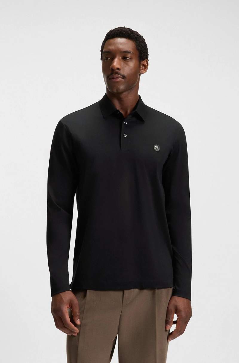 Mercerised-cotton polo shirt with Double B monogram