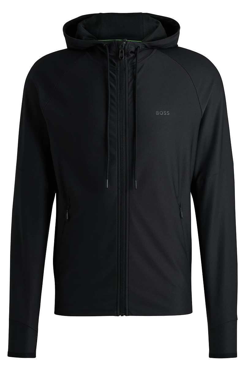 Active-stretch zip-up hoodie with logo detail