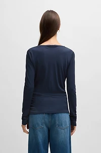 Long-sleeved top stretch crepe with cowl neckline