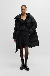 Water-repellent parka jacket quilted corduroy-effect fabric
