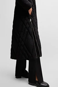 Quilted down coat with adjustable hood