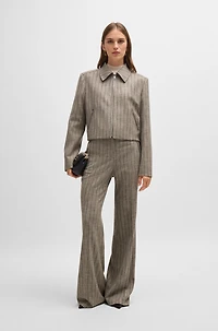 Zip-up jacket striped melange cloth