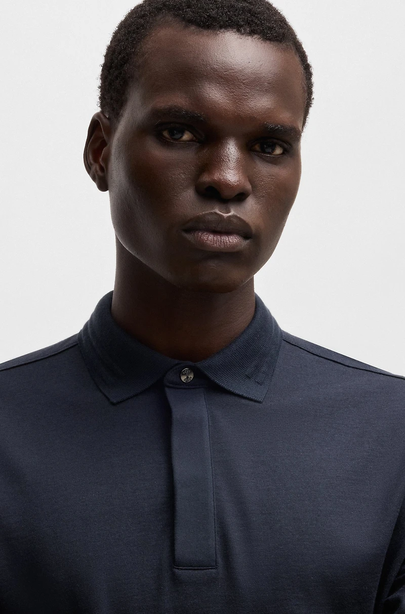 Regular-fit polo shirt brushed flannel
