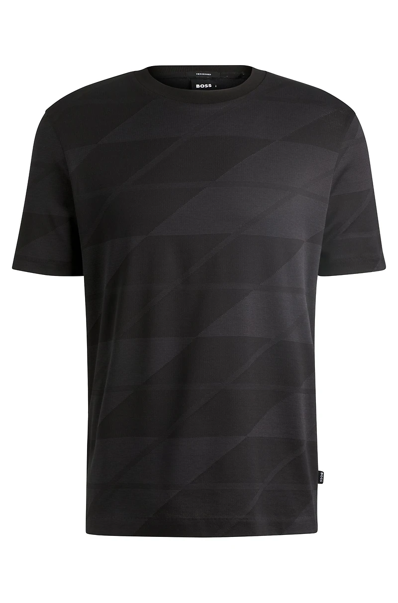 Mercerized-cotton T-shirt with two-tone jacquard