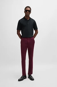 Herringbone-jacquard polo shirt cotton and wool