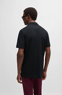 Herringbone-jacquard polo shirt cotton and wool