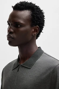 Zip-placket polo shirt cotton and silk