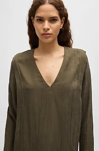 V-neck midi dress with drawcord detail