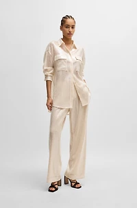 Relaxed-fit blouse with sequins and point collar