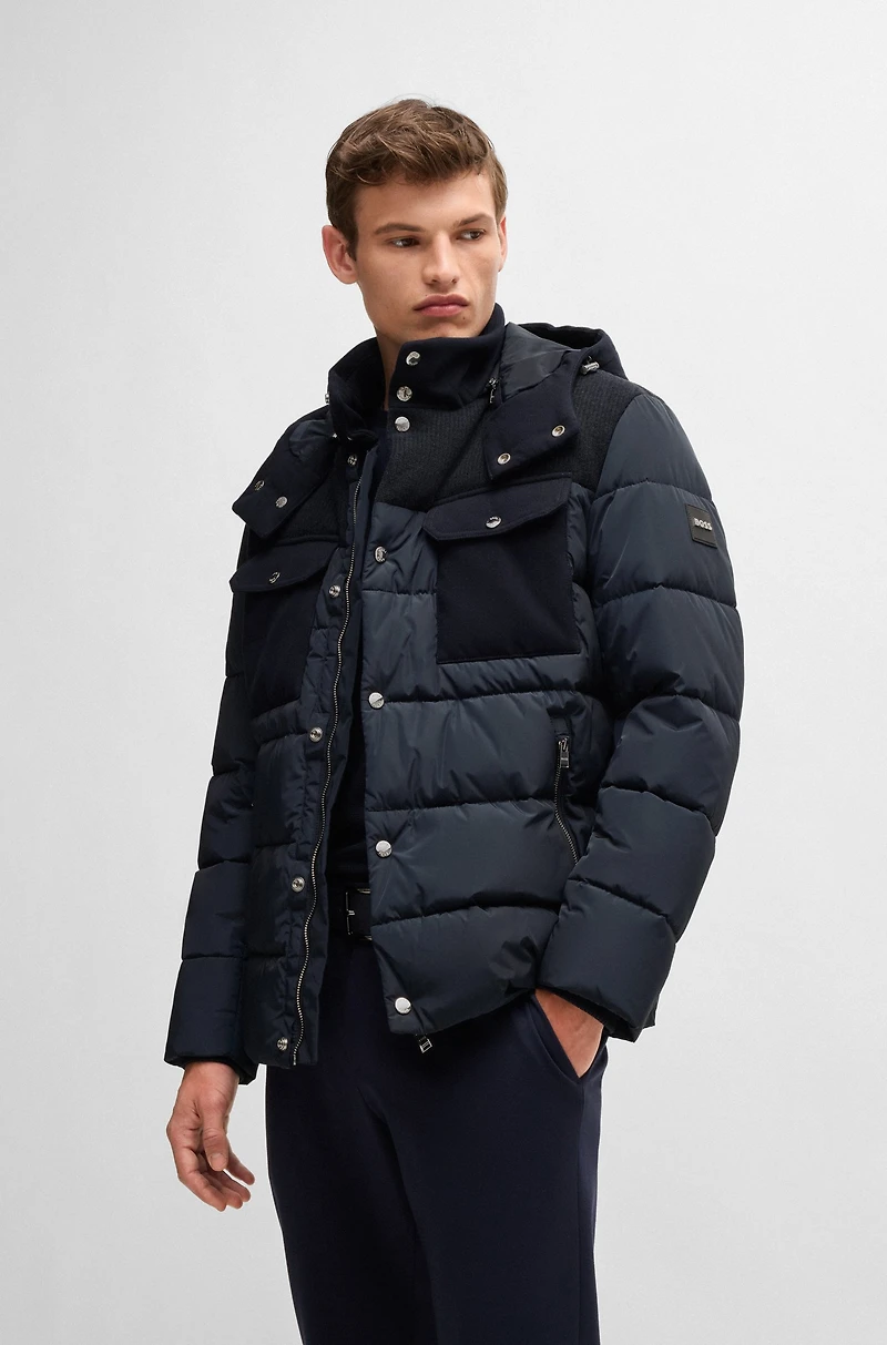 Water-repellent regular-fit jacket mixed materials