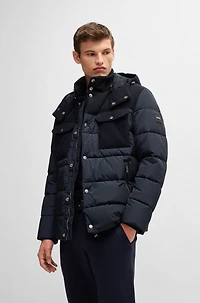 Water-repellent regular-fit jacket mixed materials