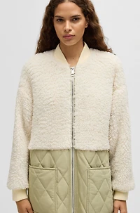 Teddy-paneled quilted jacket