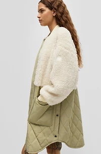 Teddy-paneled quilted jacket