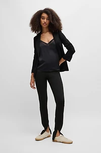 Formal trousers stretch fabric with slit hems