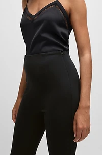Formal trousers stretch fabric with slit hems