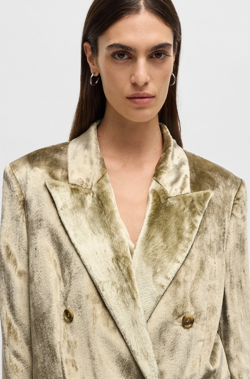 Oversize-fit double-breasted jacket plush velvet
