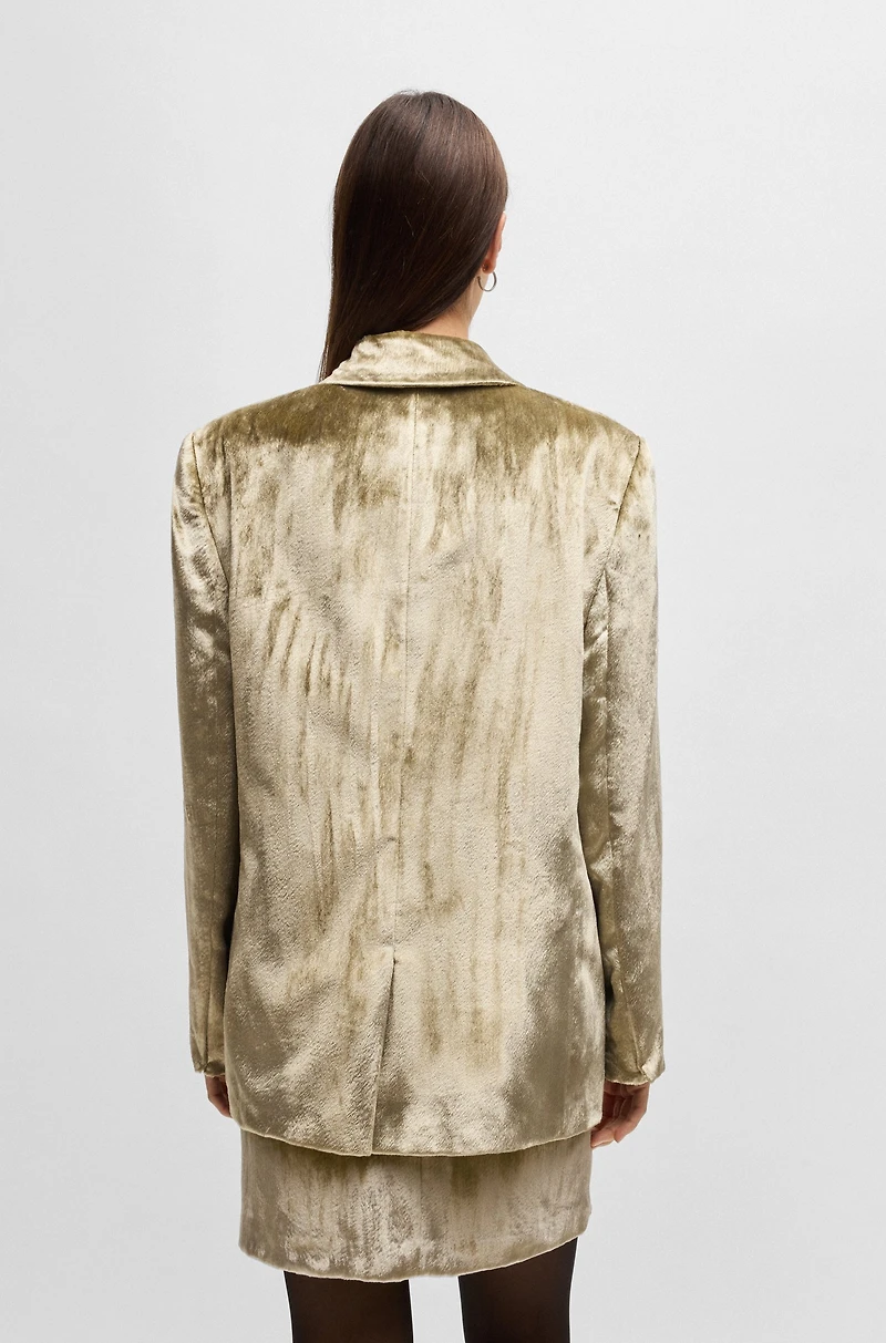 Oversize-fit double-breasted jacket plush velvet