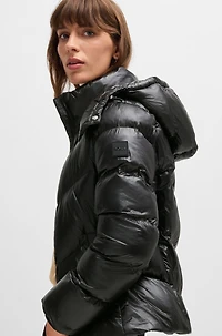 Water-repellent padded jacket with adjustable hood