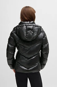 Water-repellent padded jacket with adjustable hood