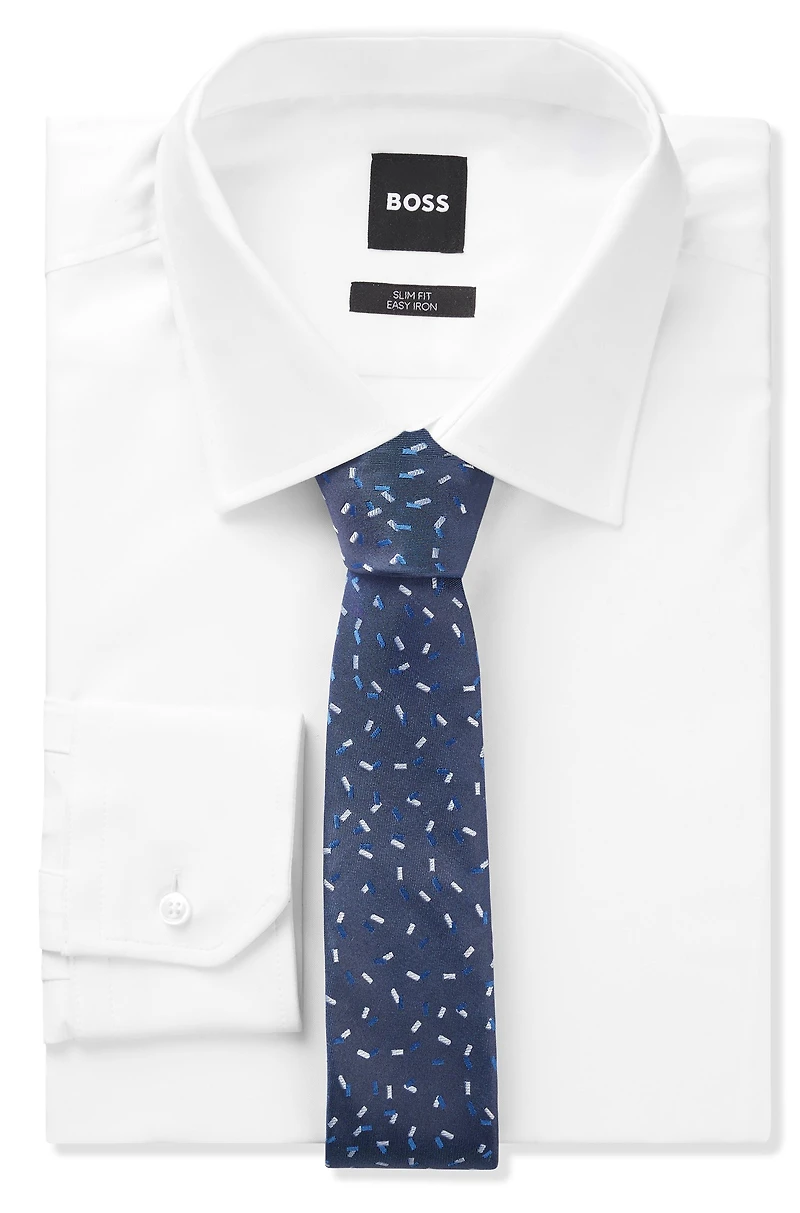 Silk tie with jacquard-woven pattern