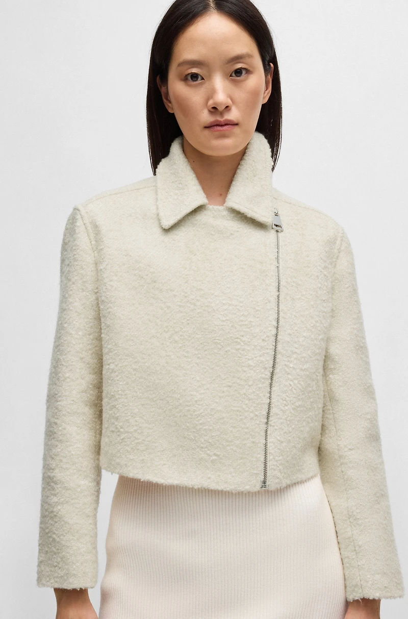 Zip-up jacket bouclé fabric