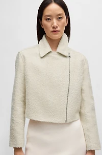 Zip-up jacket bouclé fabric