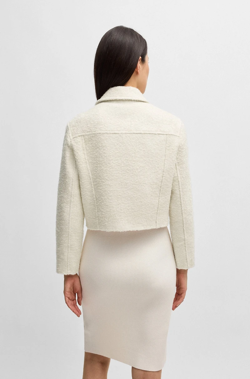 Zip-up jacket bouclé fabric