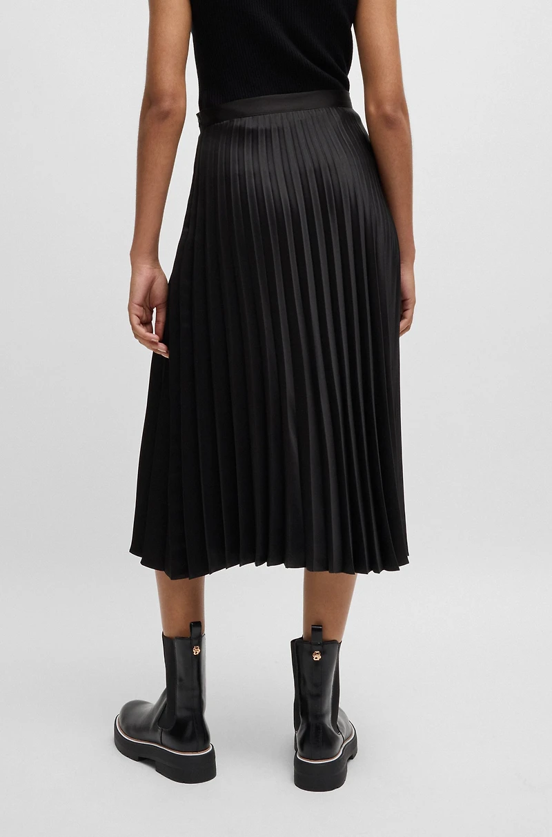 Plissé maxi skirt satin twill
