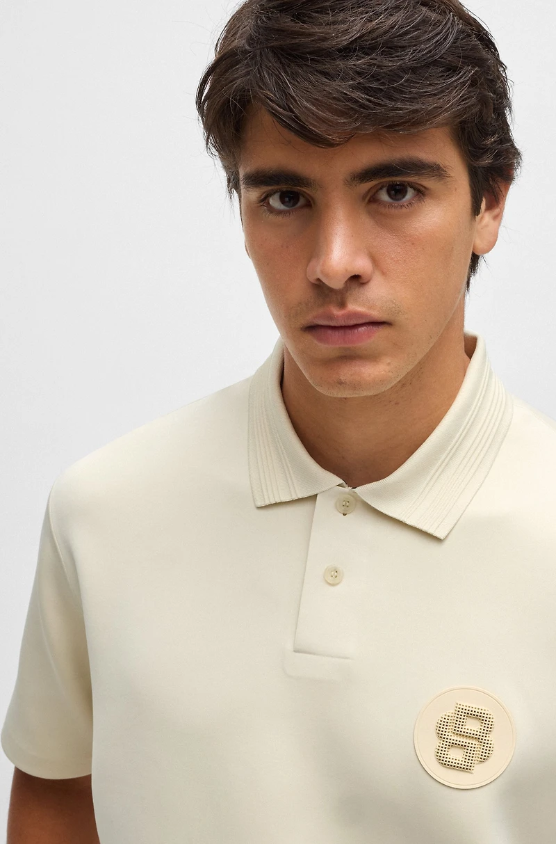 Stretch-jersey polo shirt with double monogram