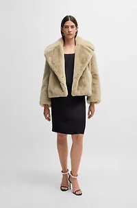 Cropped coat plush teddy fabric