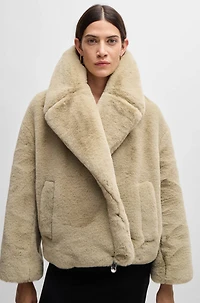 Cropped coat plush teddy fabric