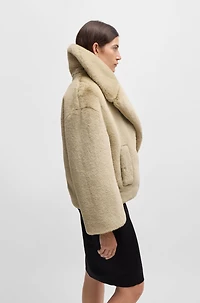 Cropped coat plush teddy fabric