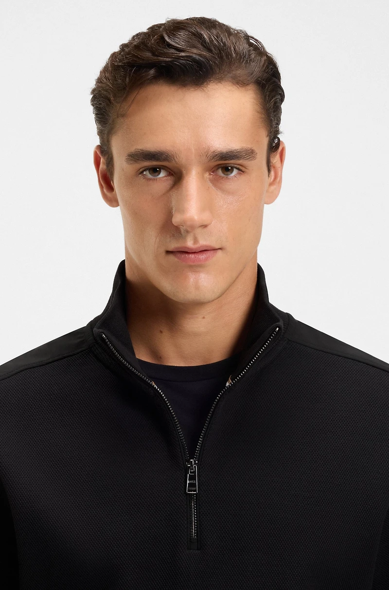 Mercerized-cotton regular-fit sweatshirt with logo patch
