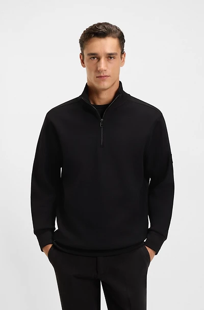 Mercerized-cotton regular-fit sweatshirt with logo patch