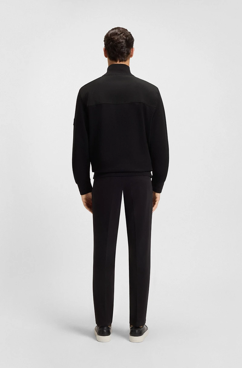 Mercerized-cotton regular-fit sweatshirt with logo patch