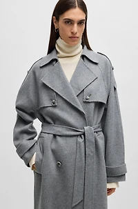 Belted trench coat a wool blend