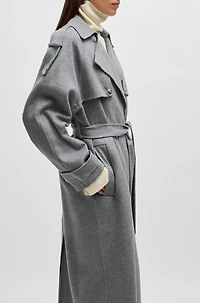 Belted trench coat a wool blend