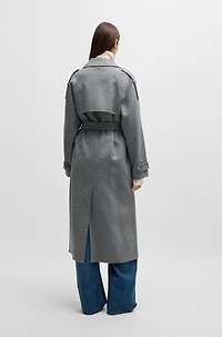 Belted trench coat a wool blend
